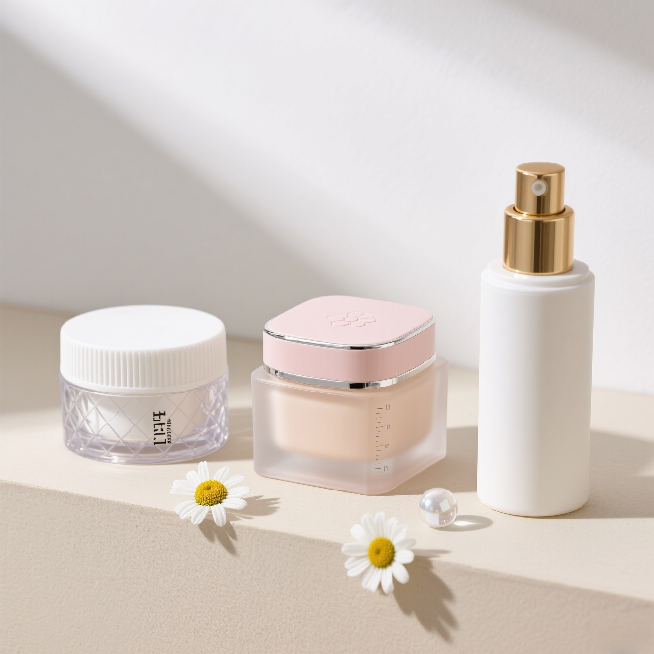 Luxury cream jars with lotion pump bottle set