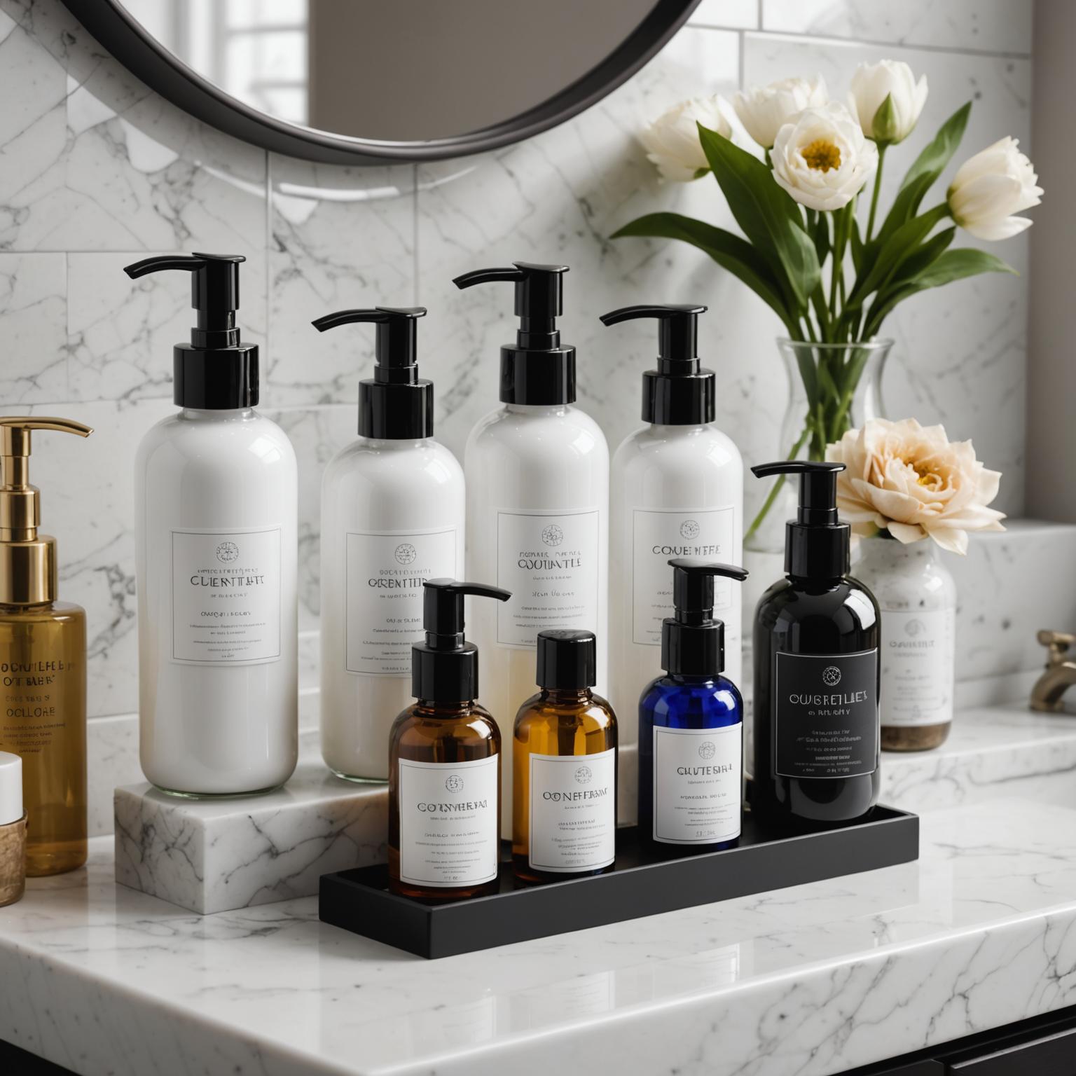 Botella de champú, desinfectante de manos embotellado