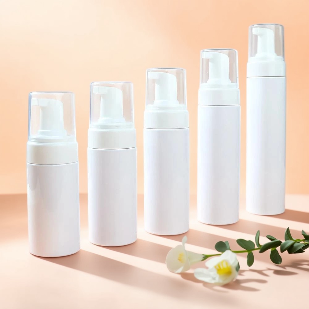 Frascos de espuma com bomba Recipientes de espuma cosmética Frascos de cosméticos veganos Tecnologia de bomba sem ar Frascos de espuma com cores personalizadas