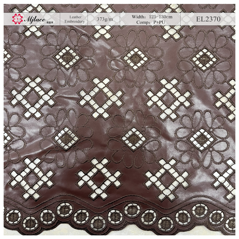 geometric leather lace embroidery fabric