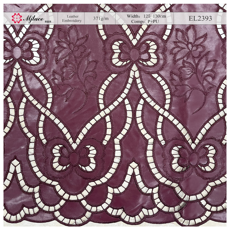 leather embroidery lace scalloped edge design