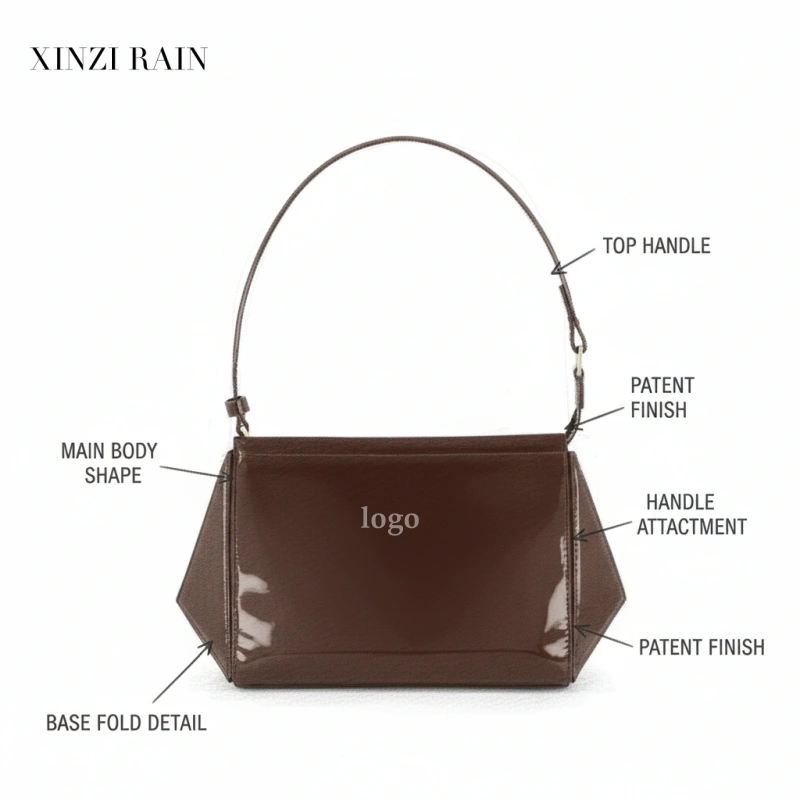 Custom Medium Triangle Pouch in Patent Leather-XINZIRAIN