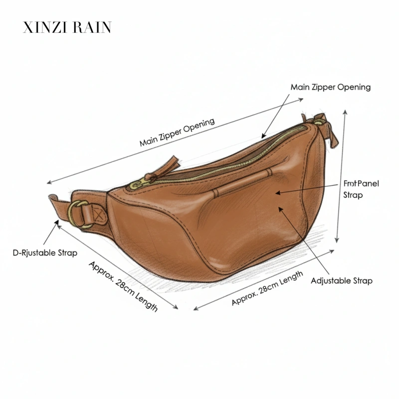 Custom Leather Sling Waist Bag with Adjustable Strap-XINZIRAIN