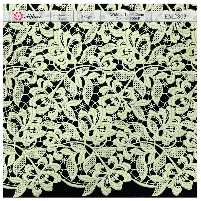 Heavy Floral Embroidered Water-Soluble Lace Fabric – Textured Elegance Collection