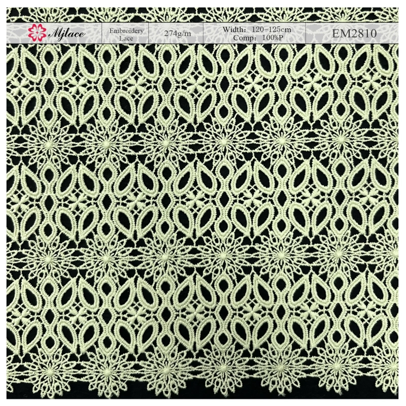 Elegant Floral Water-Soluble Embroidered Lace – for Bridal & Evening Wear