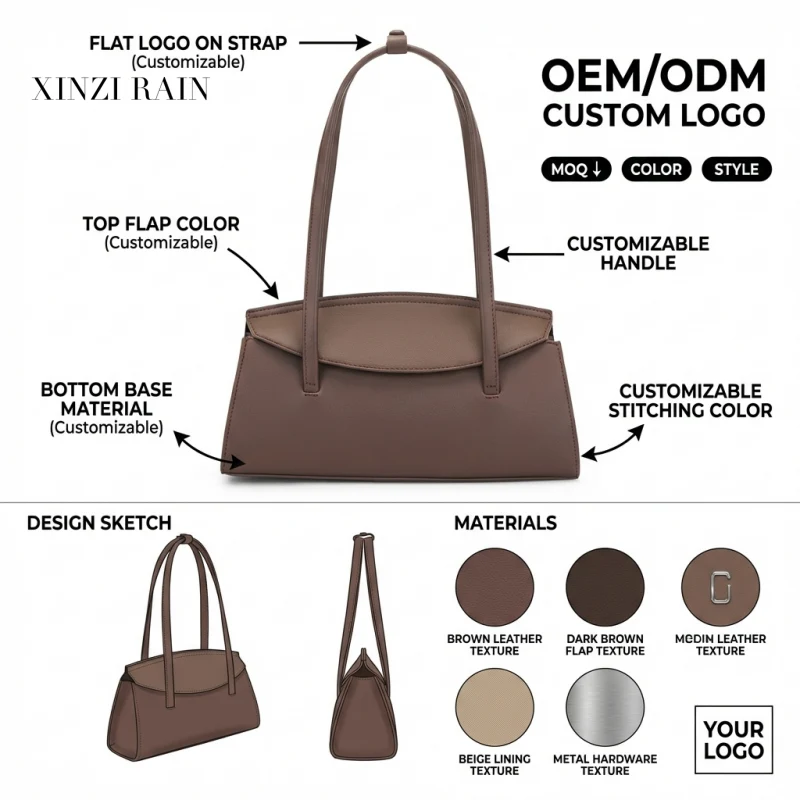 Custom Leather Top-Handle Shoulder Bag | OEM & Private Label Development