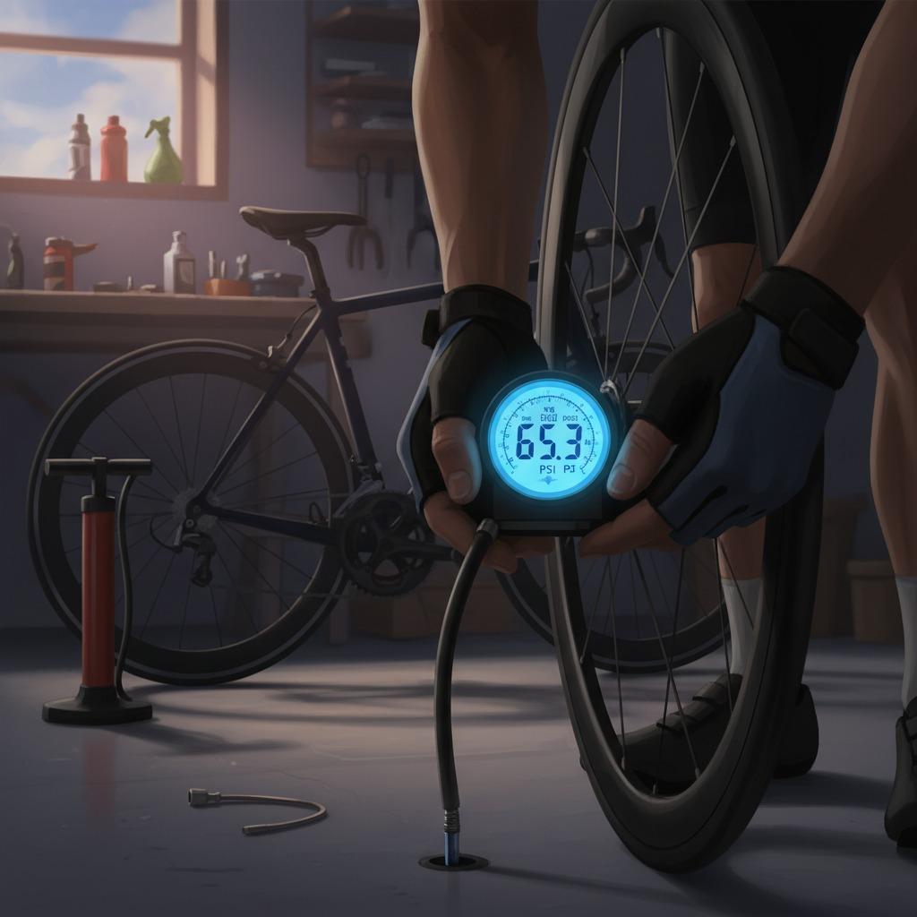 Presta valve tire gauge