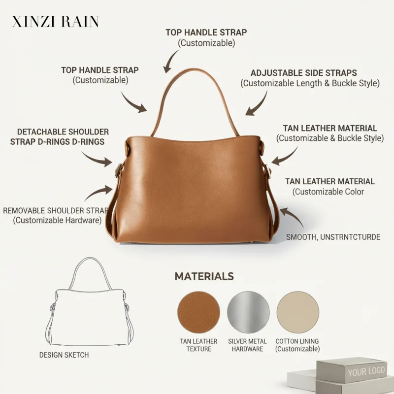 Custom Vegan Leather Handbag Manufacturer | OEM Top Handle Shoulder Bag