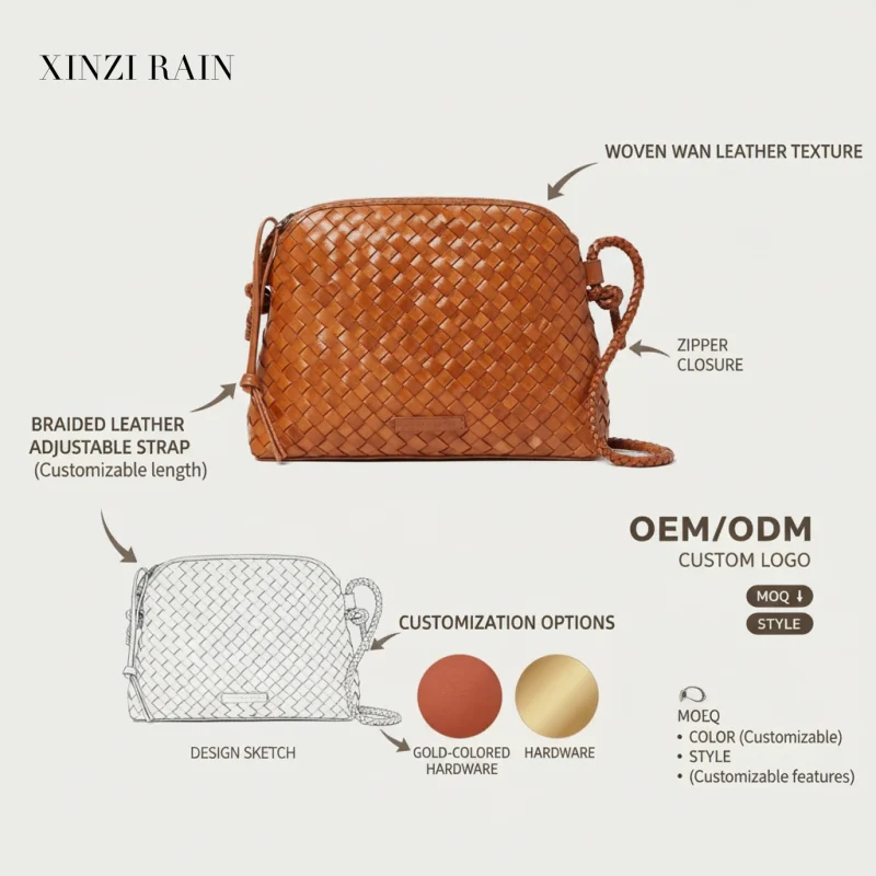 Custom Vegan Leather Woven Crossbody Bag Manufacturer | OEM by XINZIRAIN