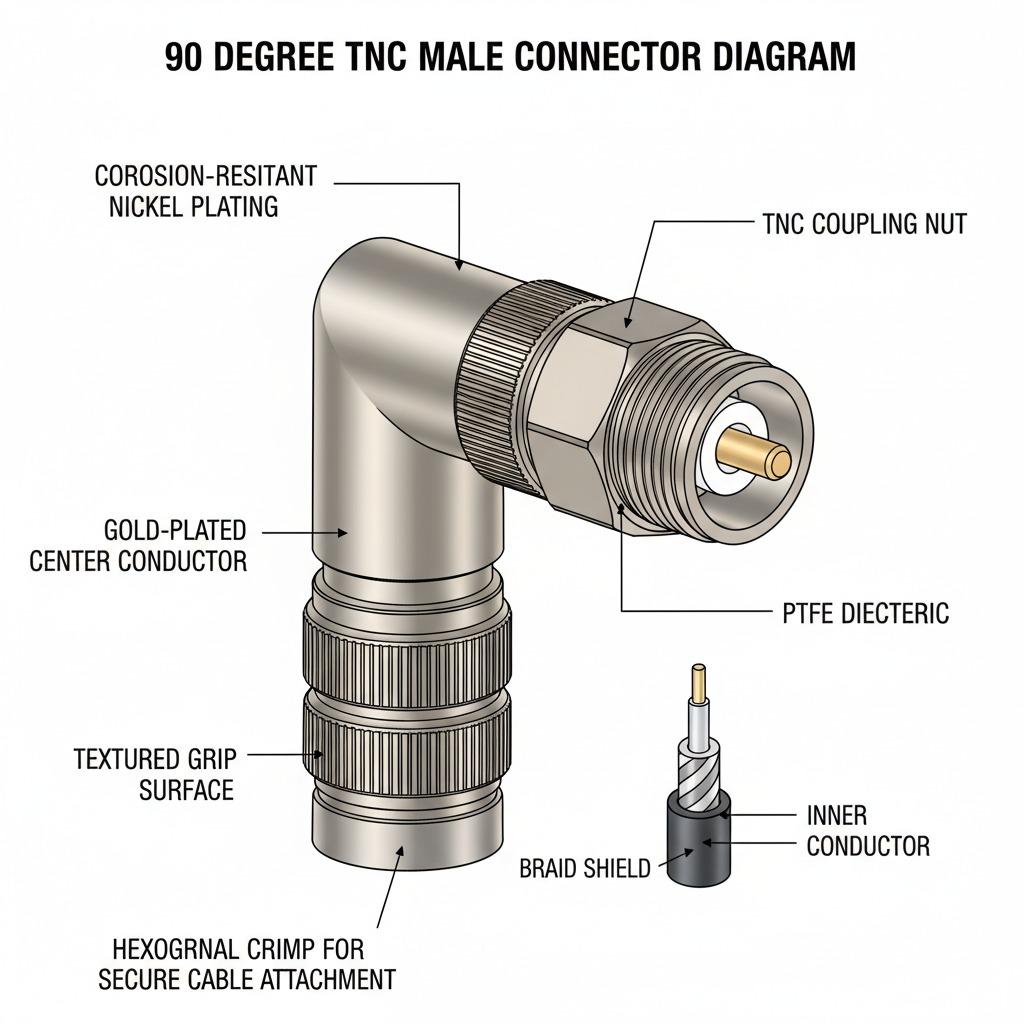90 Degree TNC Male Plug