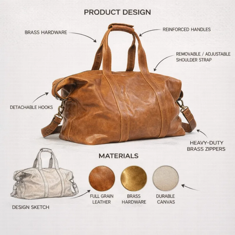 Custom Leather Travel Bag Manufacturer.webp