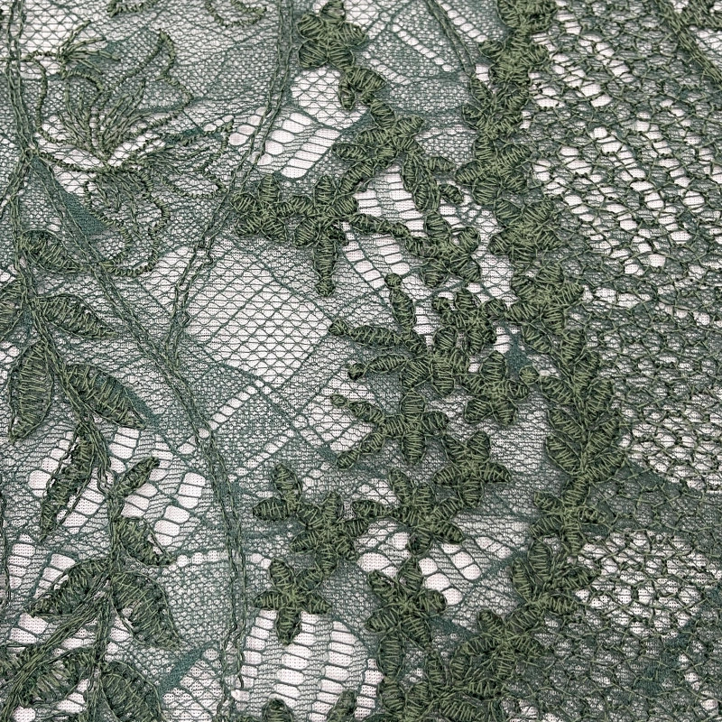 EB2788 textured green lace fabric