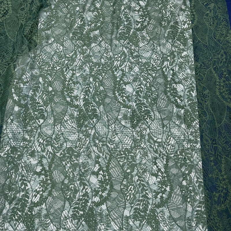 EB2788 green lace laser cut fabric
