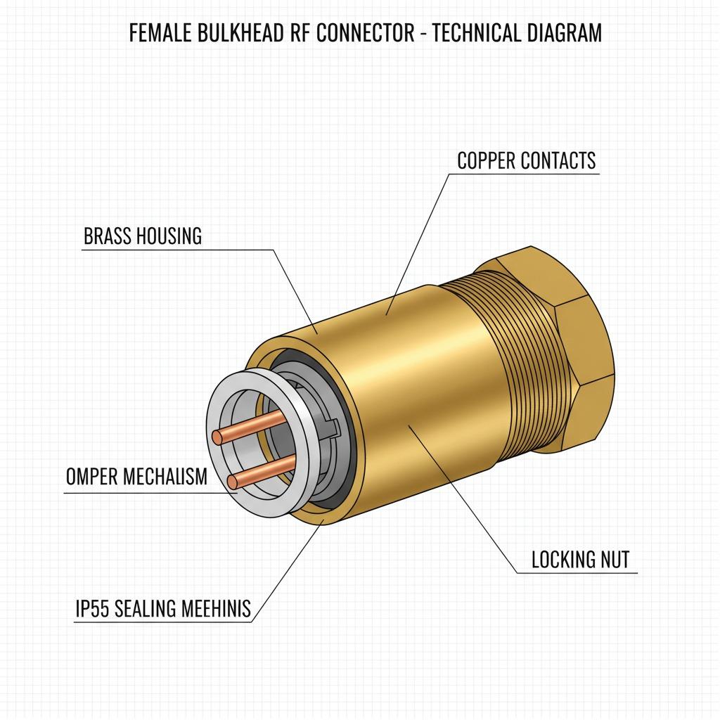 For Female Bulkhead RF Connector Copper Contact Brass Housing IP55 Thread 15MM RG174 RG316 LMR100 50 Ohm Coaxial Adapter