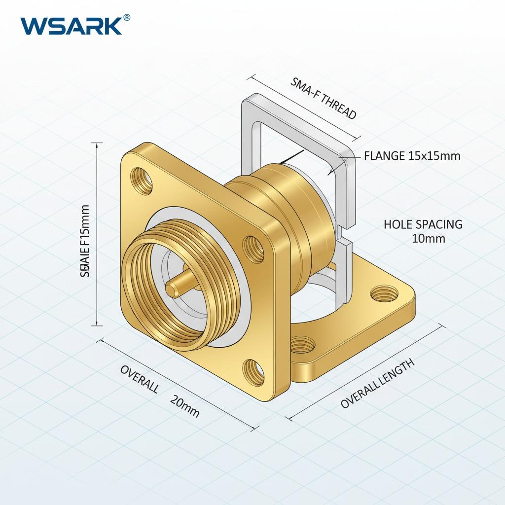 WSARK RF SMA Female Bulkhead Square 4Hole Flange Connector for RG402 Cable
