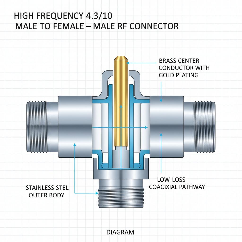 High Frequency 4.3/10 Male to Female to Male RF Connector Mini Din Low Loss Coaxial Adapter