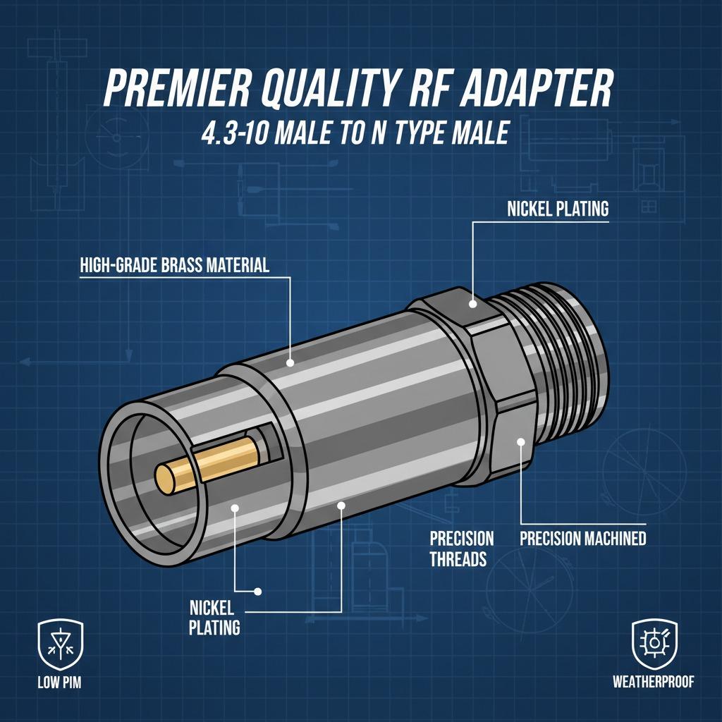 Premier Quality Factory Direct Sale RF Adapter 4.3/1.0 Coaxial Cable Connector 4.3-10 Male to N Type Male Jack Straight Adaptor