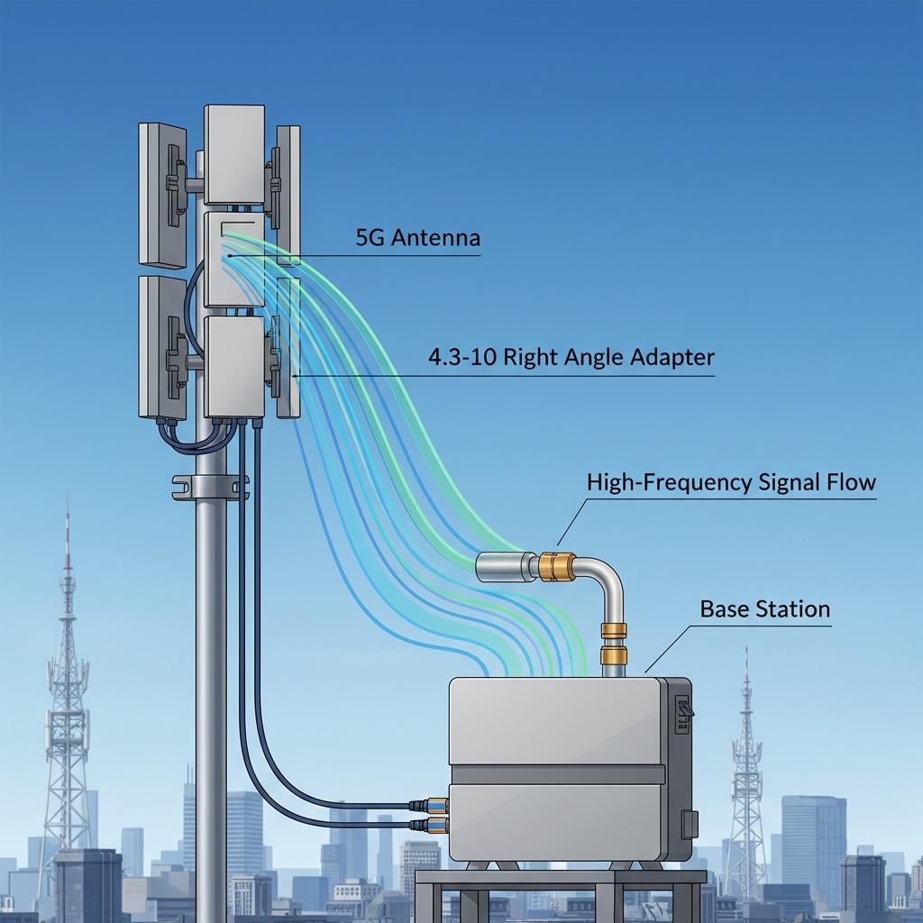 4,3-10 Winkelstecker 4,3/10 Stecker auf Buchse 90 Grad 4,3-10 Adapter 50 Ohm verlustarm für 5G/LTE/GSM-Antennen