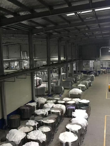 lace fabric pre dyeing storage area