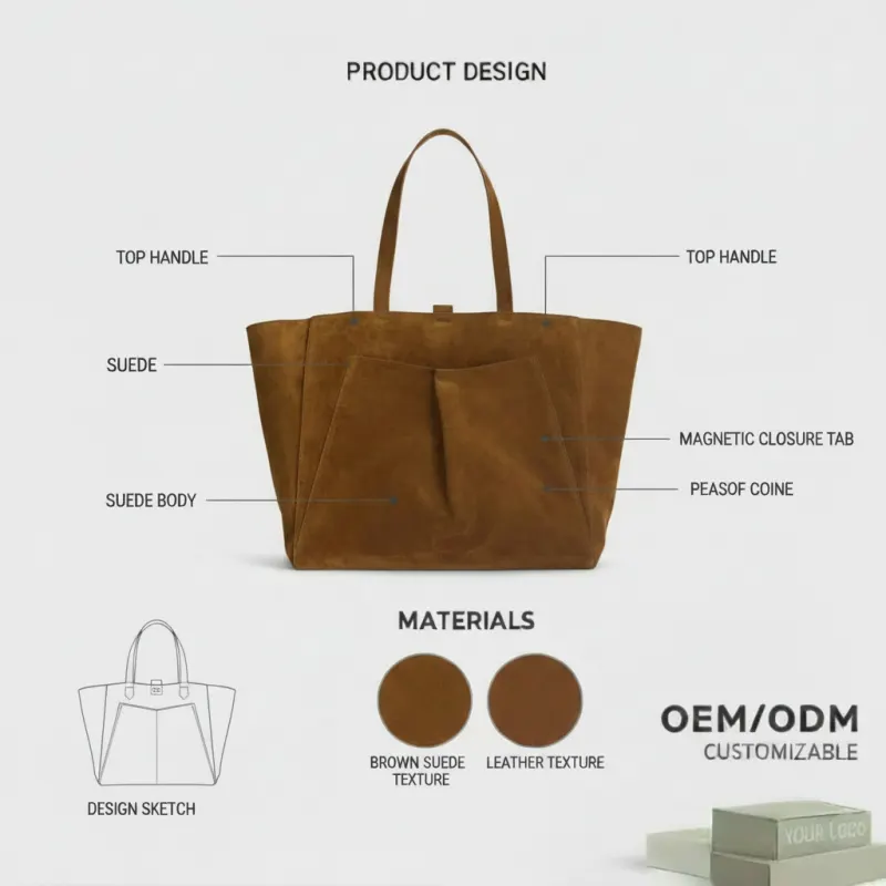 Custom suede tote bag manufacturer - BAGSRAIN