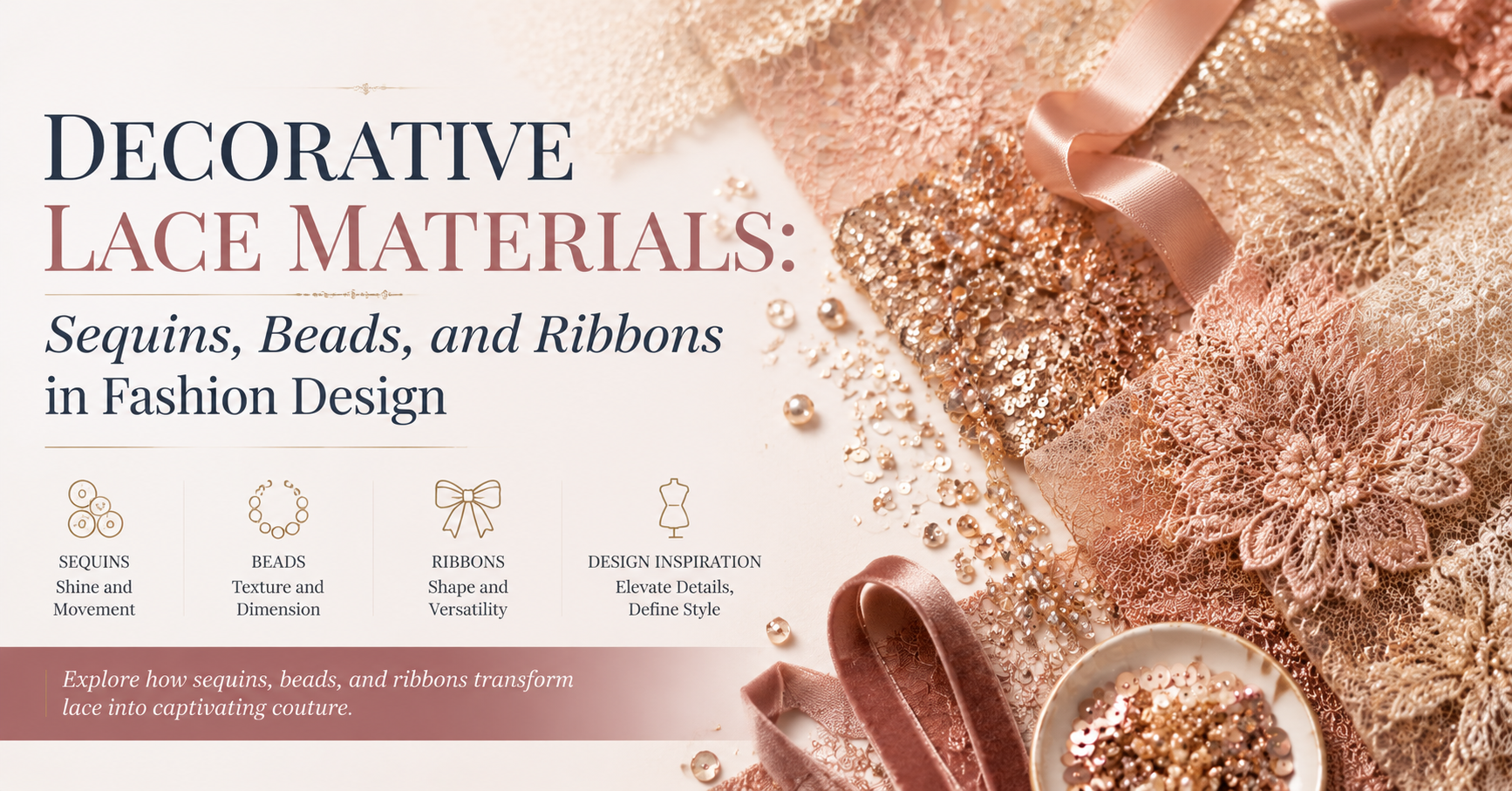 Decorative Lace Materials: Sequins, Beads, and Ribbons in Fashion Design