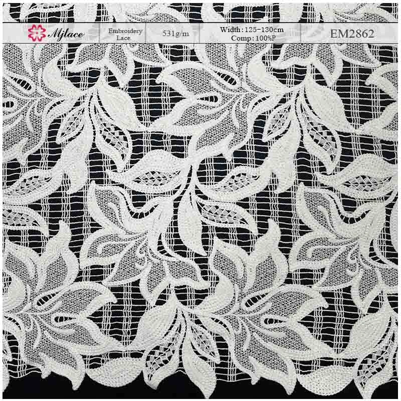 Dense floral embroidery lace fabric EM2862