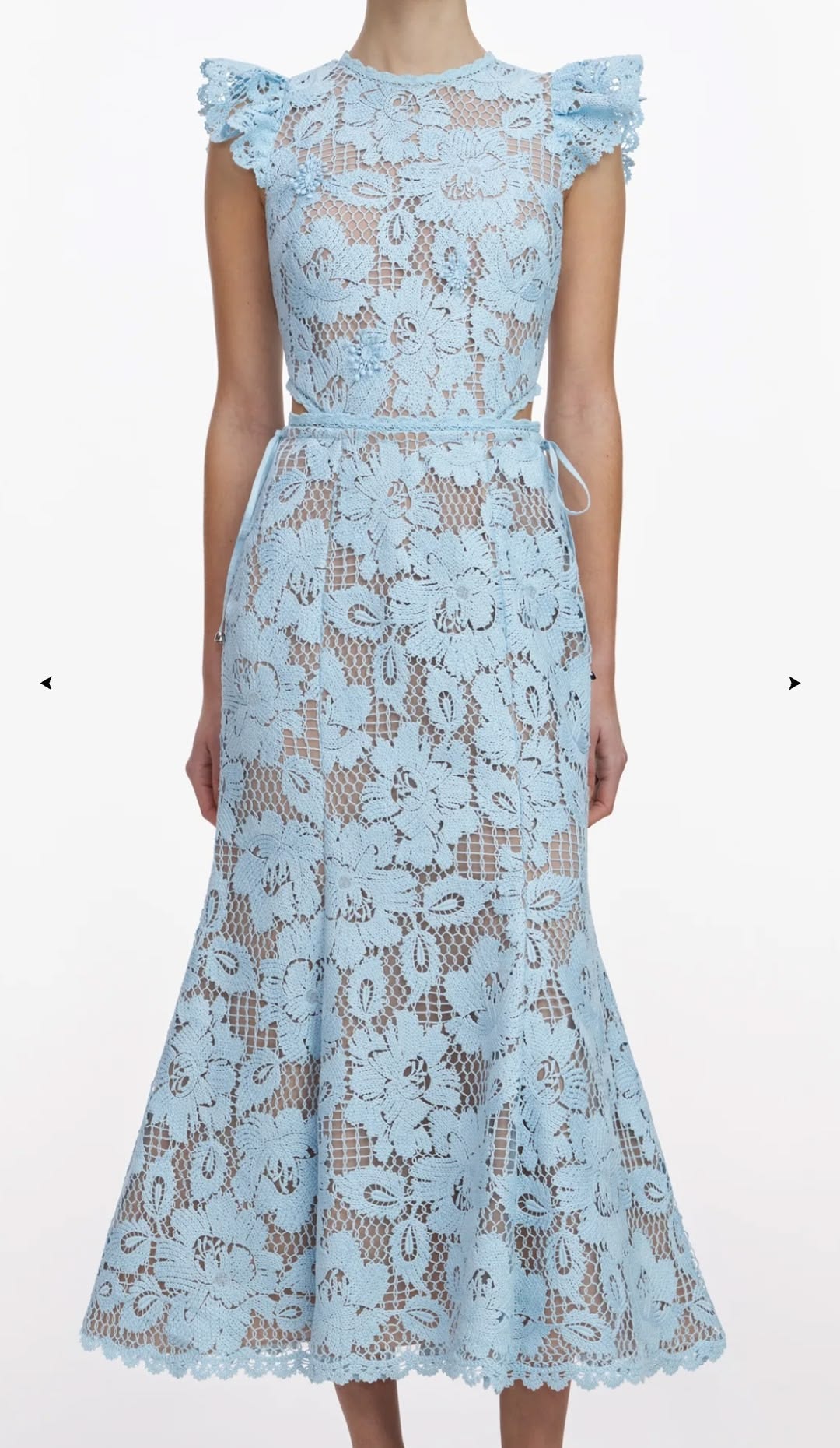 Light blue floral lace midi dress design