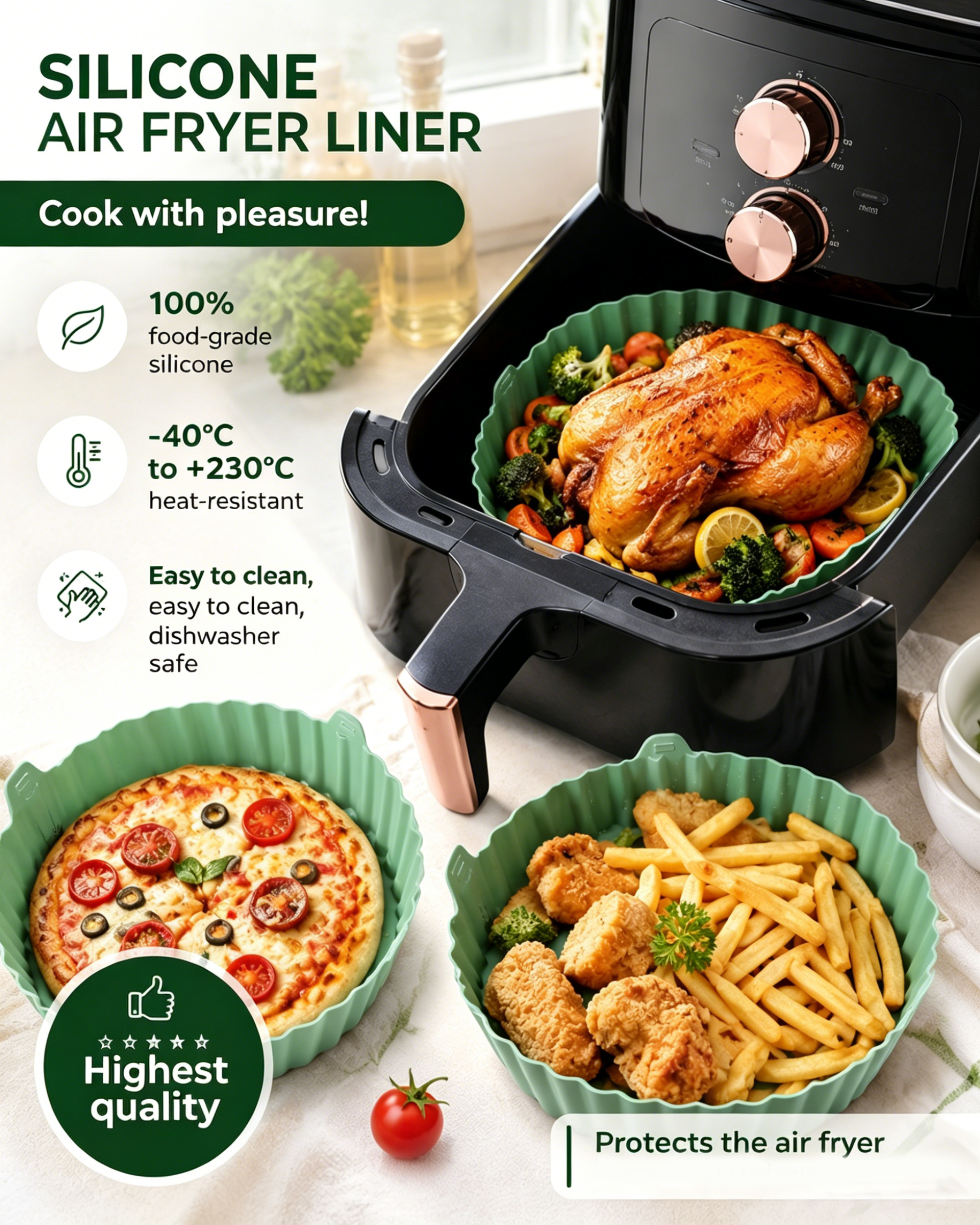 LFGB silicone air fryer tray