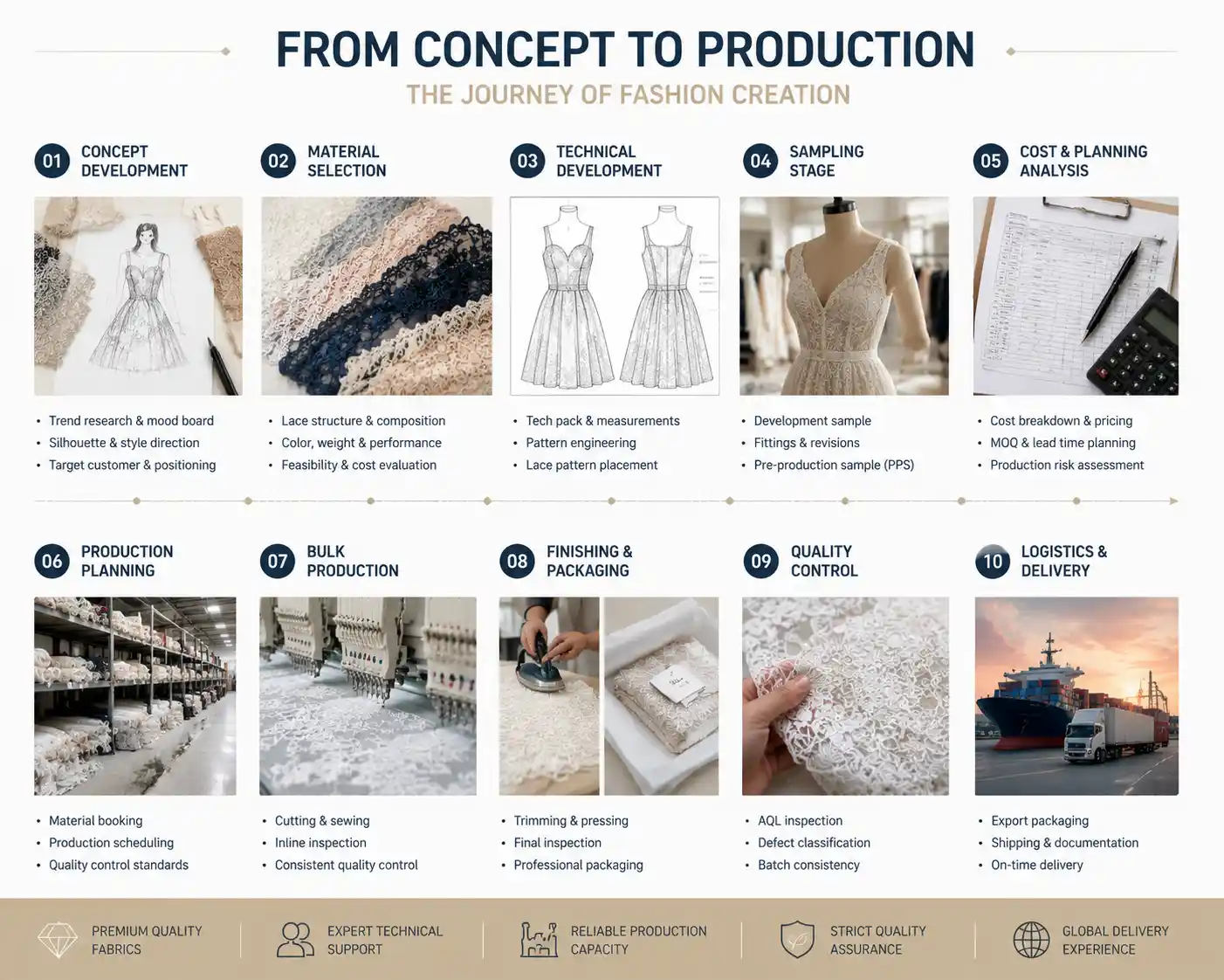 Fashion production workflow infographic guide