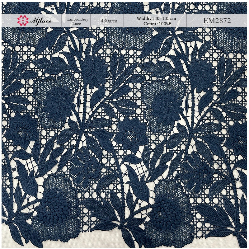 Imperial Bloom Heavyweight Water-Soluble Embroidered Lace – Dense Floral Embroidery Fabric