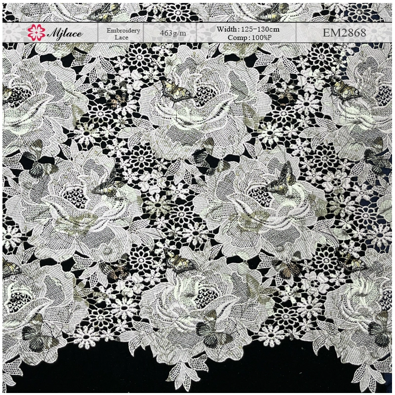 Garden Tapestry Heavyweight Water-Soluble Embroidered & Printed Lace – Floral Print & Embroidery Fabric