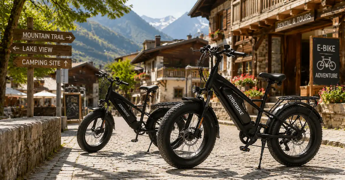 JOBOBIKE alpine e-bike rental scene