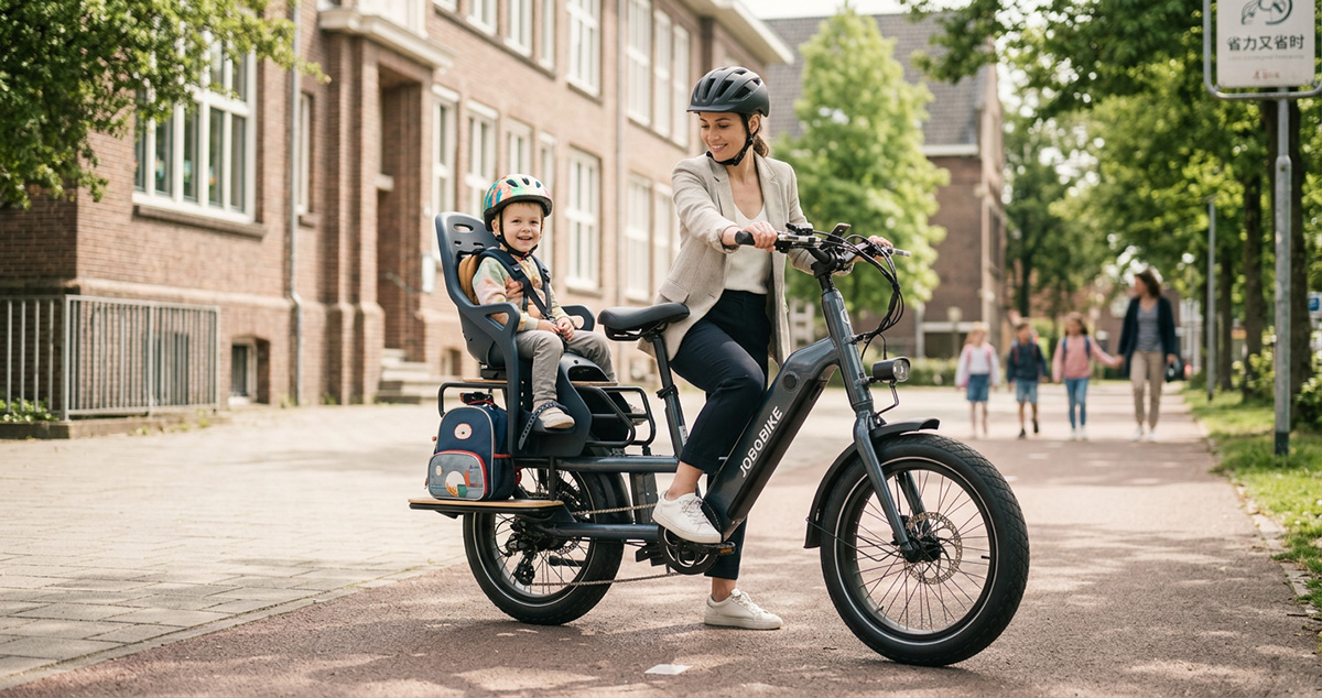 Family shuttle e-bike for safe parent-child riding