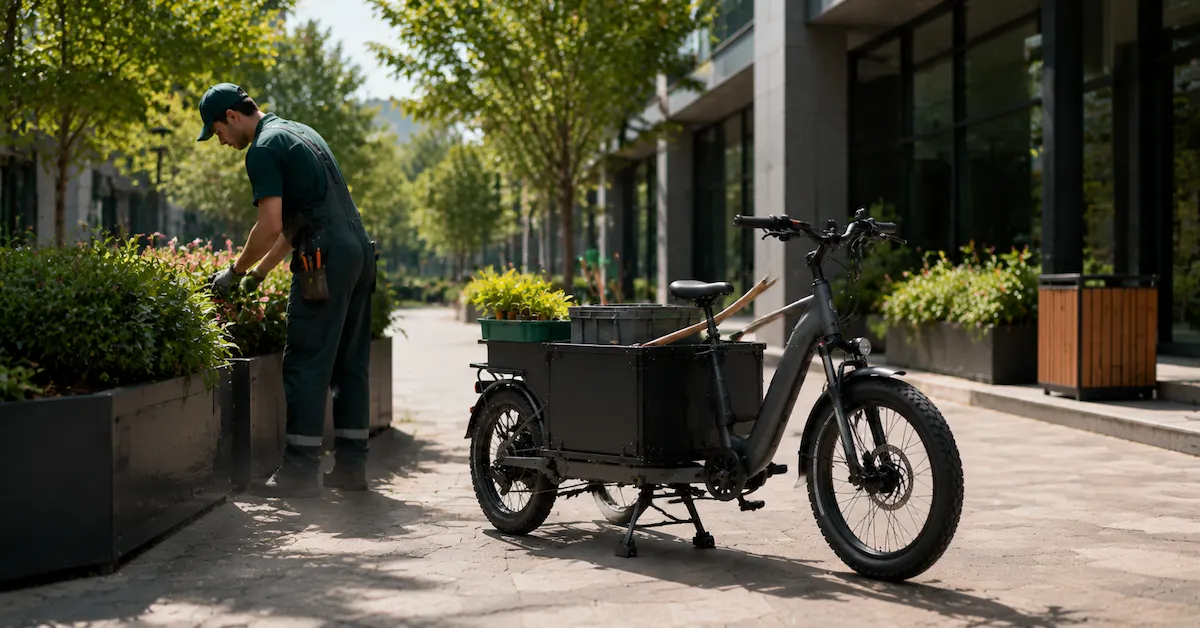 JOBOBIKE garden maintenance e-bike scene