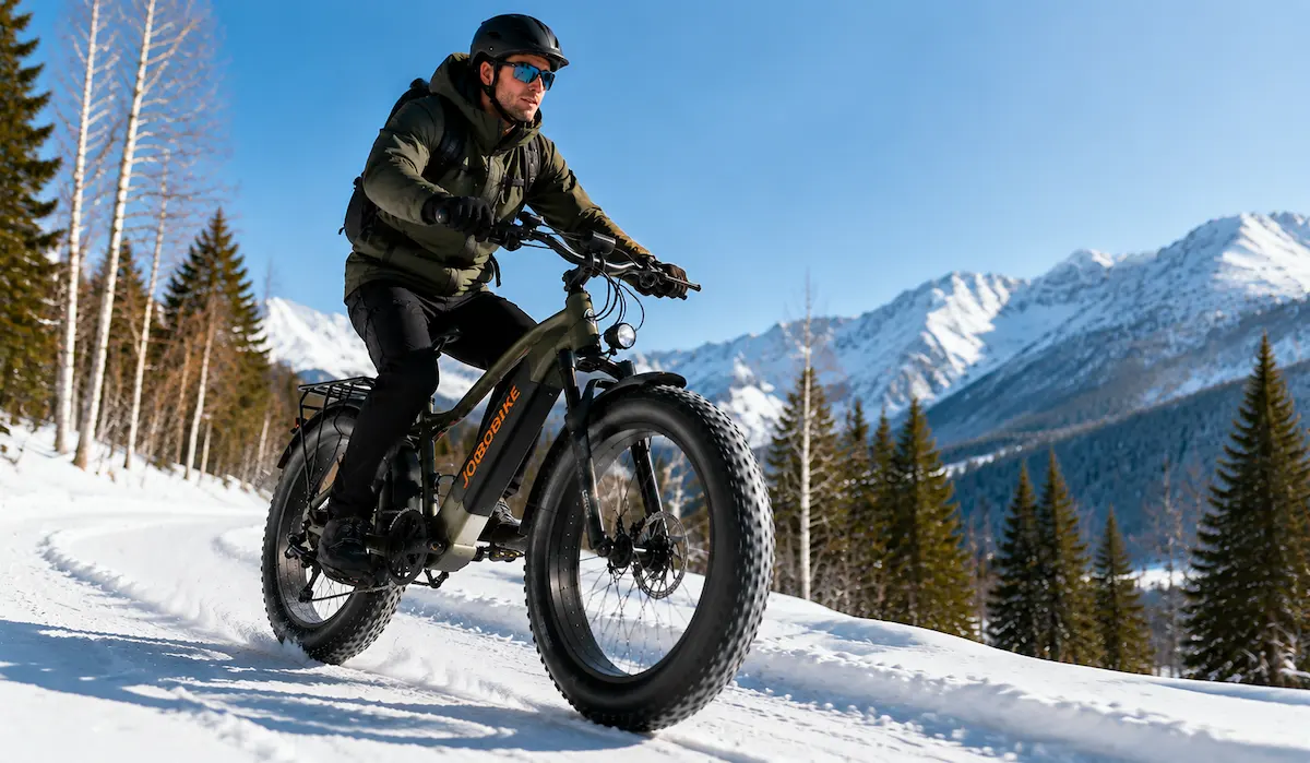 JOBOBIKE snow fat tire e-bike ride