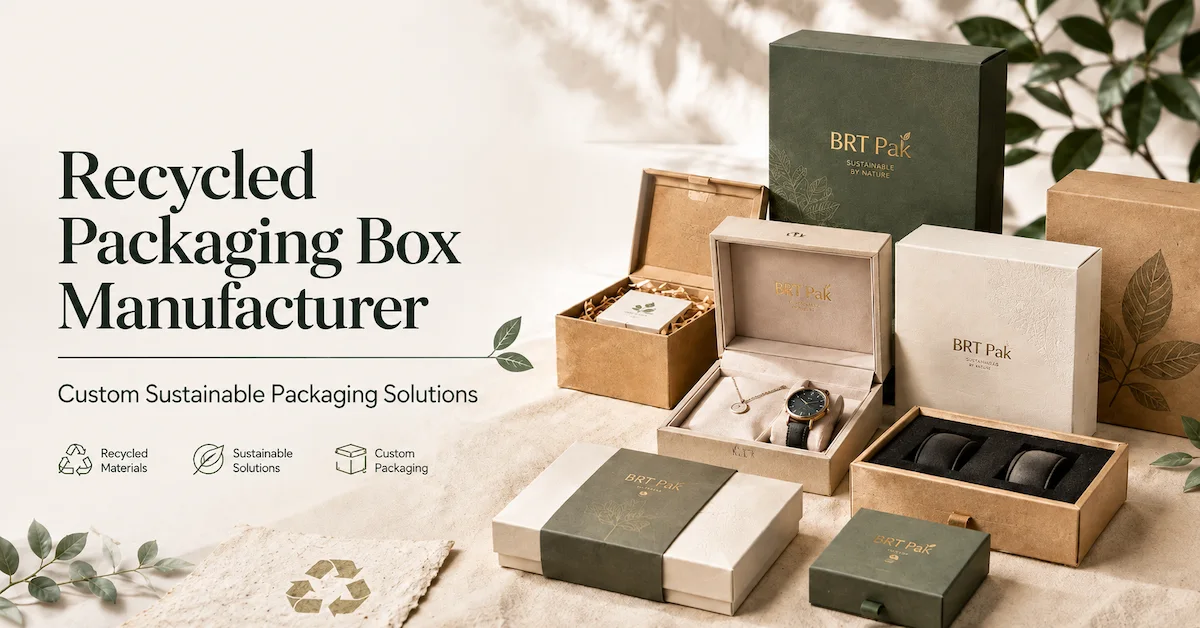 Recycled packaging box manufacturer display