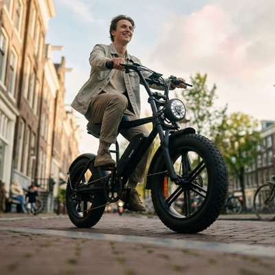 Bicicleta eléctrica de acero con neumáticos anchos Bicicleta eléctrica de acero con neumáticos anchos