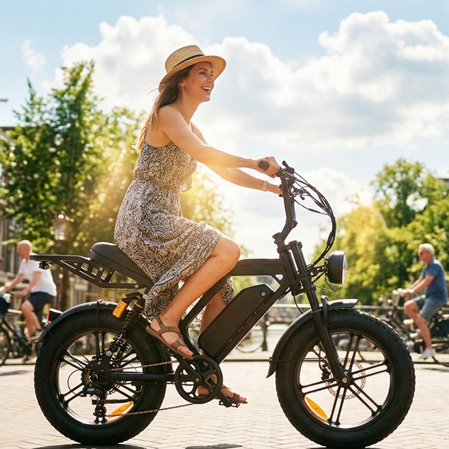 Bicicleta eléctrica de acero con neumáticos anchos de 20 pulgadas Bicicleta eléctrica de acero con neumáticos anchos de 20 pulgadas