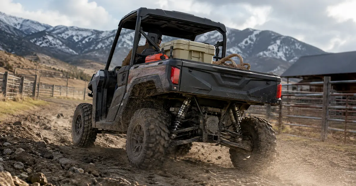 Custom UTV rear shocks for utility vehicle