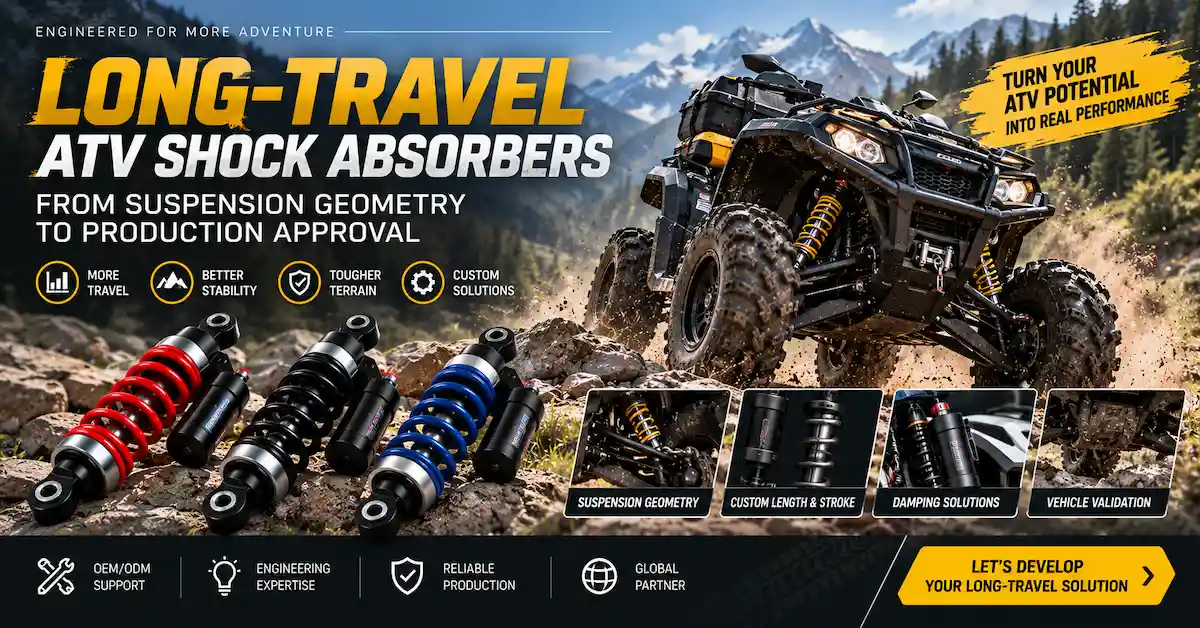 Long-travel ATV shock absorbers for off-road use