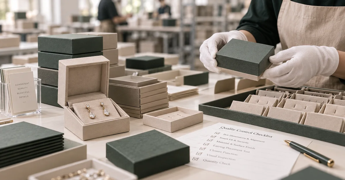 Earring box quality control production scene