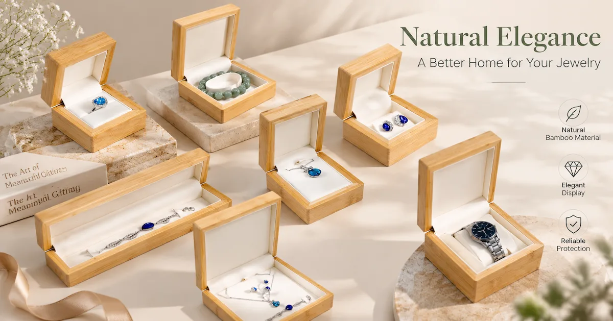 Bamboo jewelry box custom packaging display
